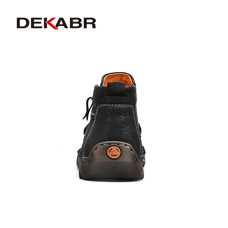 DEKABR New Comfortable Autumn Winter Fur Ankle Boots Casual Mens Shoes Warm Plush Hight Quality Leather Ankle Boots Plus Size 48