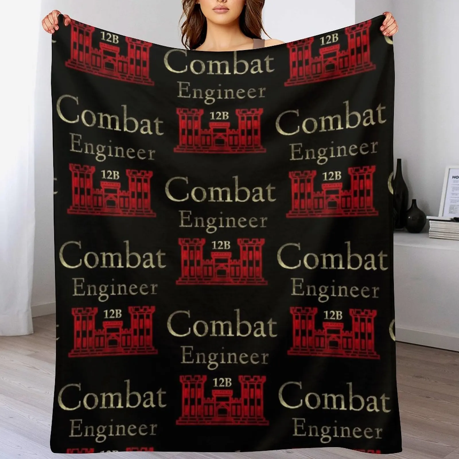 

Army Combat Engineer Throw Blanket Multi Use Warm Blanket for Living Room Bedroom