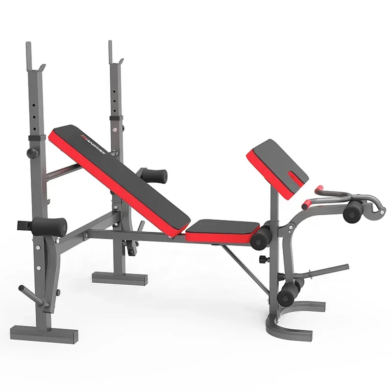 Gym Fitness & Body Building Home MultiGym Station Adjustable Weight Benches with Squat Racks Barbell Bars