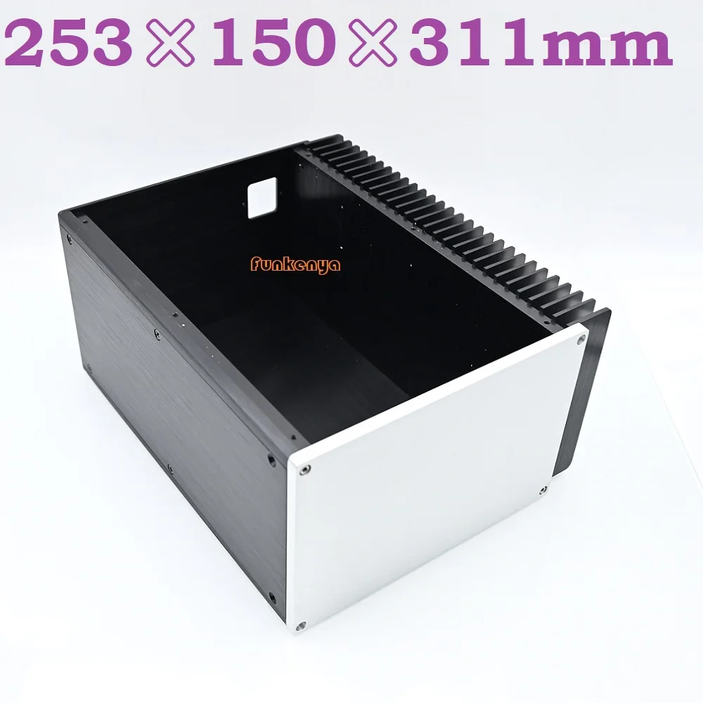 

W253 H150 D311 Single Side Heat Sink Chassis Power Amplifier Enclosure DIY Aluminum Audio Desktop Amp Housing Preamp Shell DAC