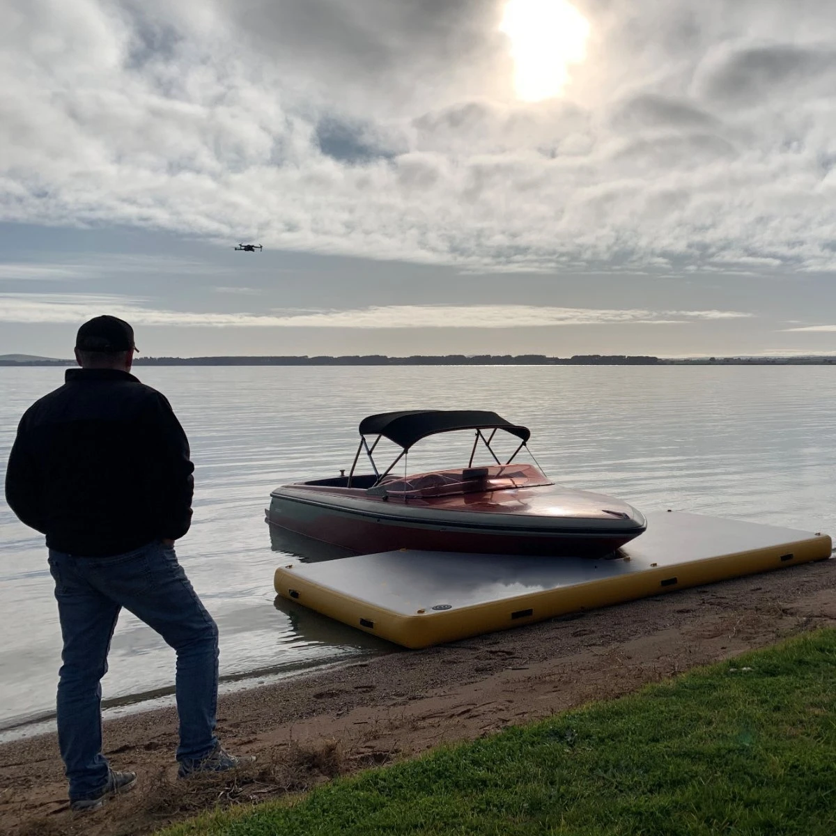 Yellow Sea Jet Ski Floating Docks Inflatable Water Dock and Rafting Platform Green Air-Activated Water Amusement Facility