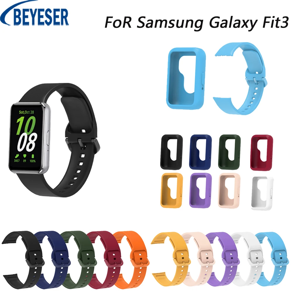 ชุดสายนาฬิกาข้อมือซิลิโคนสำหรับ Samsung Galaxy Fit3สายรัดข้อมือปรับได้สายรัดข้อมือสมาร์ทวอทช์ป้องกันรอยขีดข่วนตก