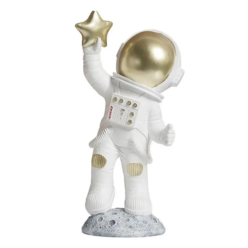 Imagem -06 - Resina Figura Escultura para Quarto Infantil Desenhos Animados Astronauta Planeta Dourado Enfeites de Estrelas Enfeites de Astronauta Decoração de Casa