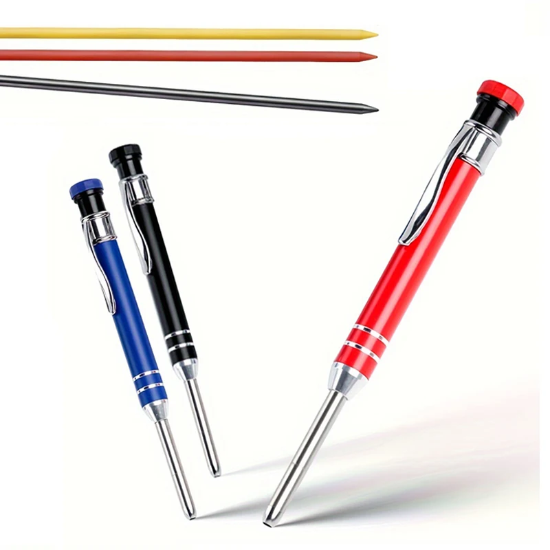 2.8mm Solid Carpenter Mechanical Pencil with Lead Deep Hole Marker with Built-In Sharpener for Carpenter Woodworking Architect