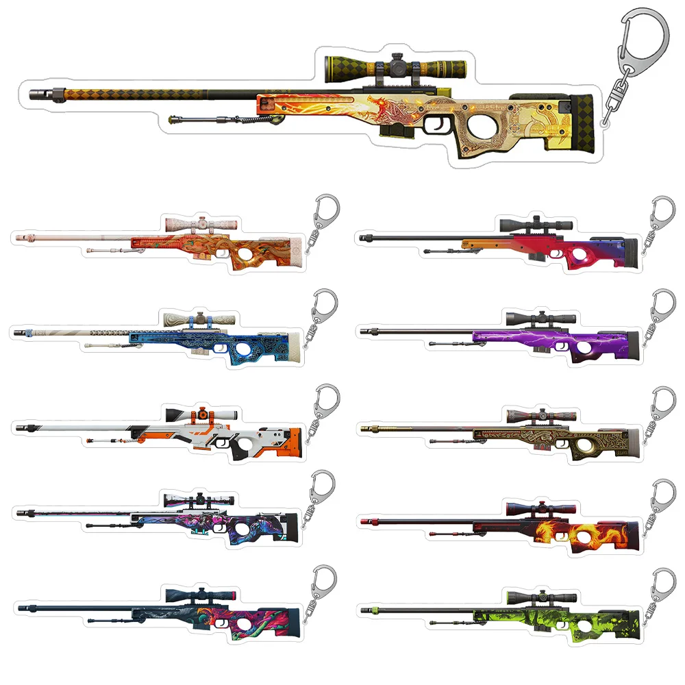 LuckySevenStore CS2 GO weapon sniper rifle AWP POP Capillary Medusa Duality Oni Taiji BOOM Wildfire acrylic keychain Bag pendant