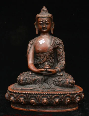 23CM Old Tibet Buddhism Bronze Shakyamuni Amitabha Buddhas Sakyamuni Tathagata Statue