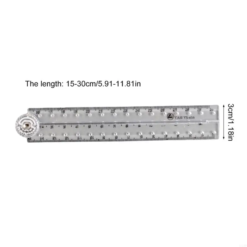 U2JE Clear Acrylics Folding Ruler Straight Ruler for Student Teacher, Math Ruler Measuring Tool Measuring length 0-30cm
