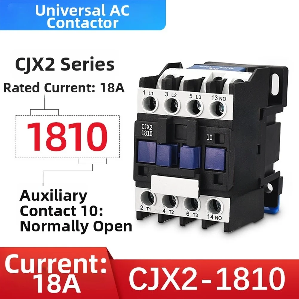 AC Contactor CJX2-1810 220V Three Pole for Battery Charging Systems and DC Power Supply Interfaces with 50V-440V Range