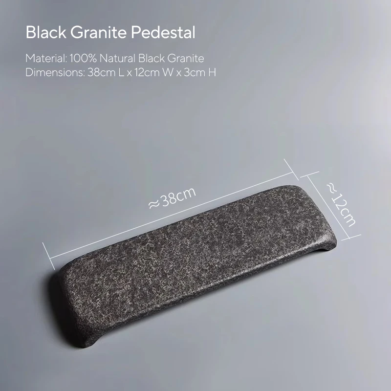Stein-Teekannenuntersetzer aus Natürlichem Schwarzem Basalt, Handgefertigtes Künstlerisches Zen Kung Fu Teezeremonie-Accessoire, Heimischer Teetisch-Dekor 38x12cm – Detail 2