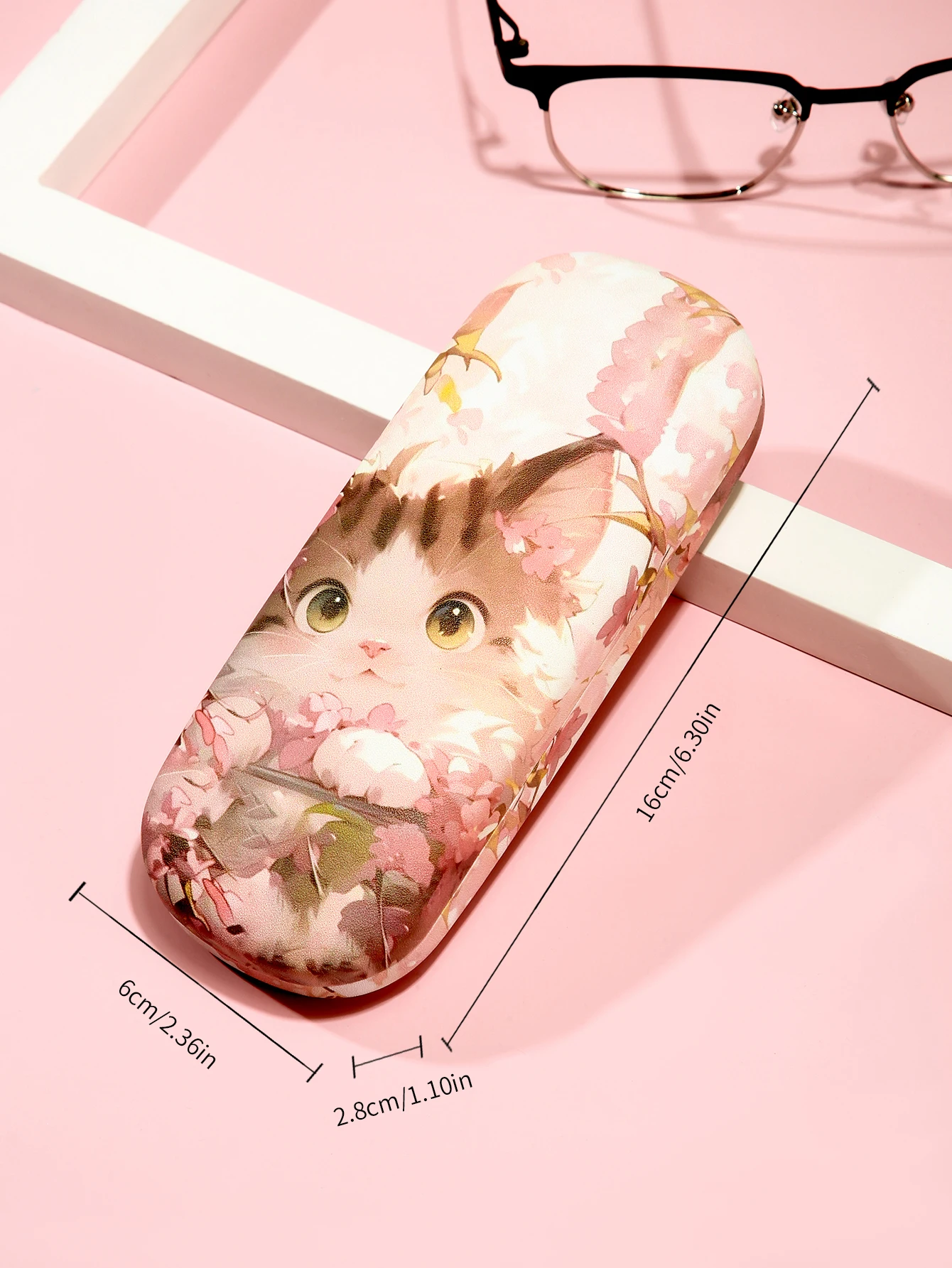 1pc Cartoon Cute Cat Printed Fashion Hard Shell Protective Glasses Case Durable Portable Storage Box For Women Eyewear Protector - view 6