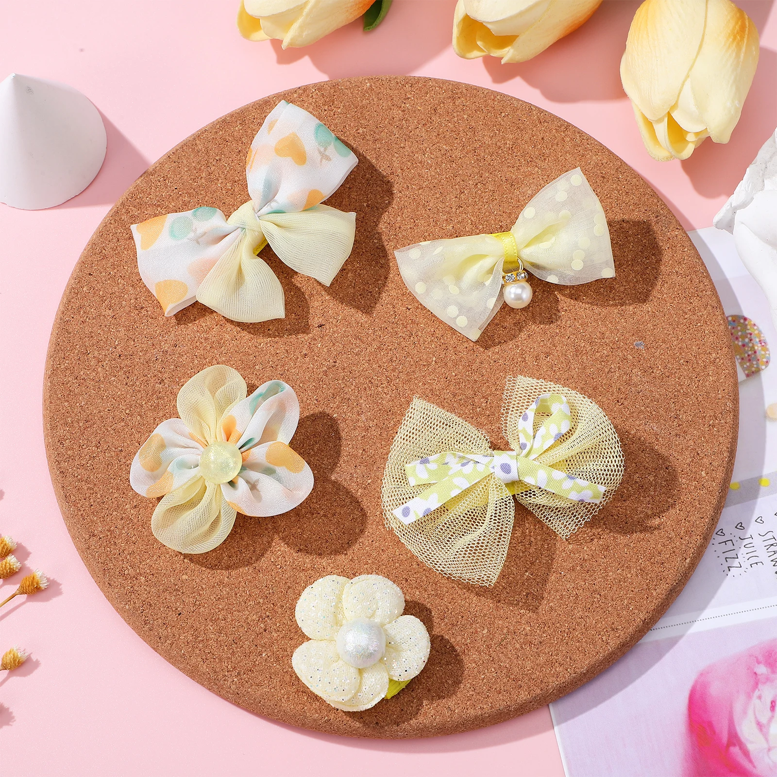 

10Pcs Floral Hair Pieces Bows Clips Secure Grip for All Hair Types Elegant Accessory for Various Occasions Bow Clips