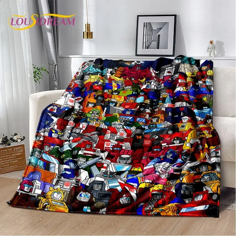 HD Cartoon T-Transformers  Autobots 3D Soft Blankets,Keep Warm Throw Blanket for Picnic Beds Sofa Home Bedroom Gifts Kids Hiking