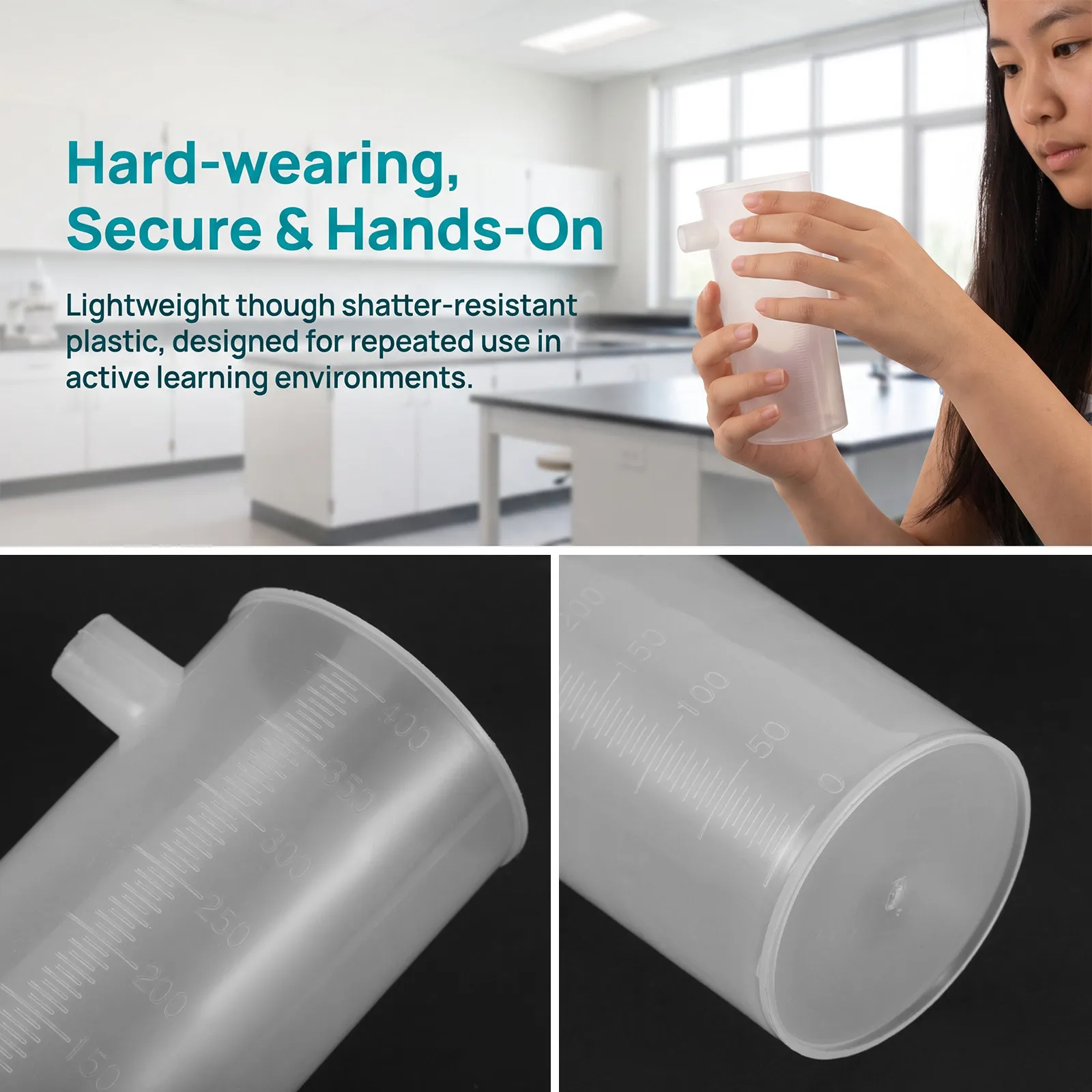 Transparent Plastic Overflow Beaker Physics Teaching Lab Equipment for Archimedes Principle Density Experiment Fluid