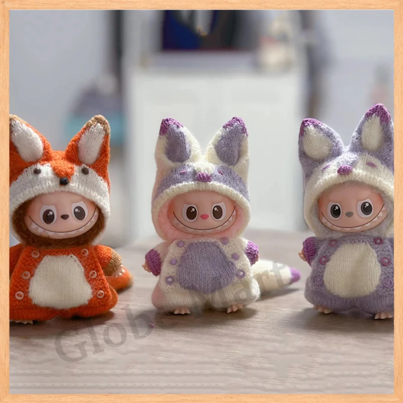 

4-е поколение, совместимая с одеждой для кукол Labubu, 10 см, набор Labubu 4,0 Little Fox для виниловых кукол, вязаный наряд