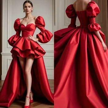 맞춤형 S 플리츠 홈커밍 비대칭 칼럼, 맞춤형 가운, 하이로 드레스