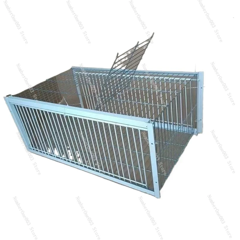 Mid Foldable Galvanised Pigeon Bird Trap Cage Feral Pigeon Humane Way with The One-way Entrance Trapping Pigeons Doves in Cages