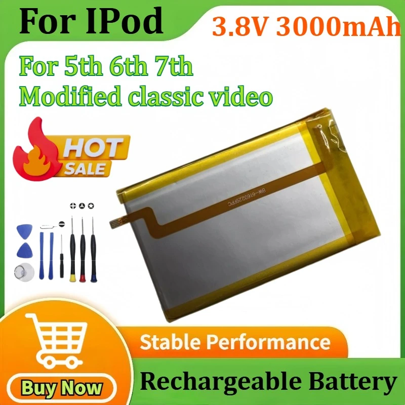 

3.8V 3000mAh SSD HD Upgrade Battery for IPod 6th Gen Classic 80gb 120gb IPod 5th Gen Video 30gb7th Gen 160gb Batteries
