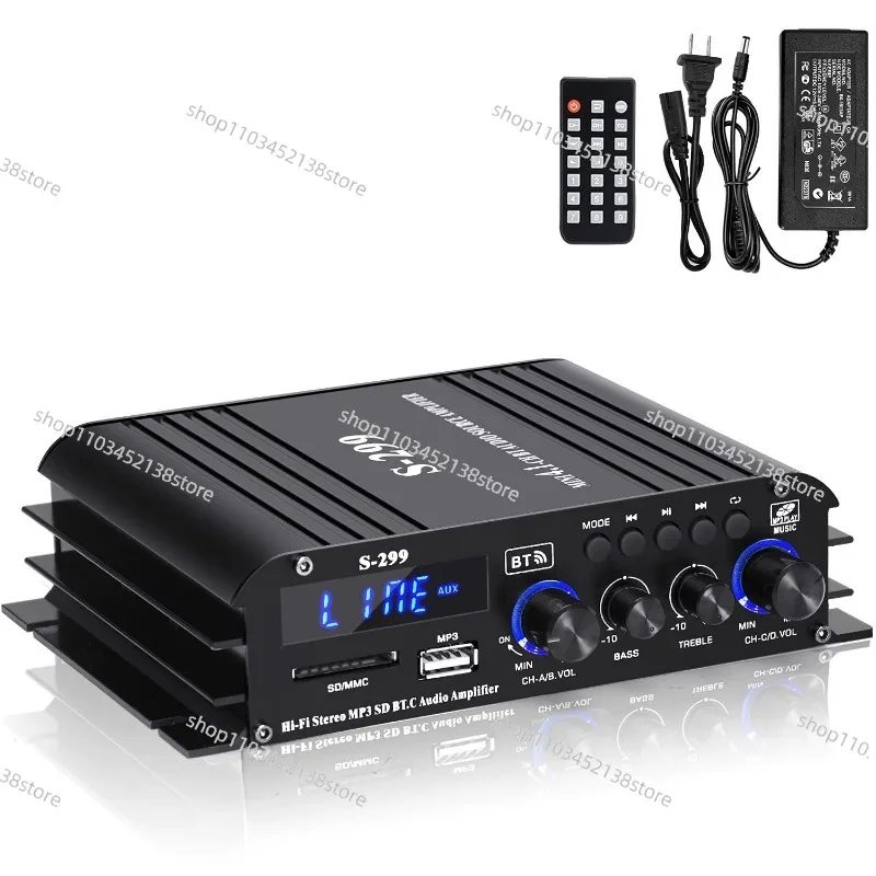 4.1 Channel New Bluetooth Usb Card Subwoofer Home Car Amplifier S-299