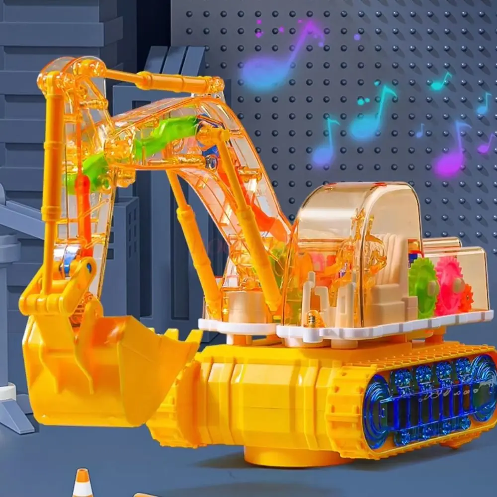 

LED Transparent Gear Car Toy Electric Engineering Vehicle Mechanical Gear Excavator Toy Light Music Realistic