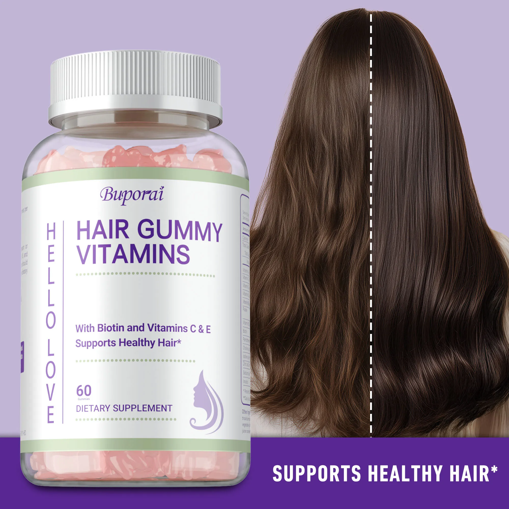 

Hair Vitamin Gummies - Radiant Skin, Supports Hair Growth, Healthy Skin & Nails, Reduce Fine Lines, Boosts Collagen Production