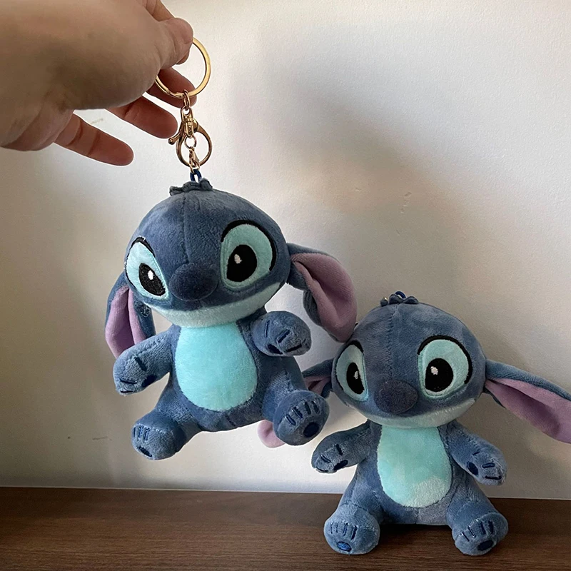디즈니 스티치 플러시 장난감 키 체인 펜던트 만화 귀여운 인형 어린이 생일 선물 파티 크리스마스 선물