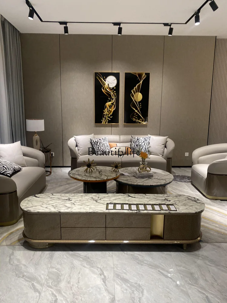 Italian-Style Light Luxury Sofa Combination Large and Small Apartment Type Villa Suite