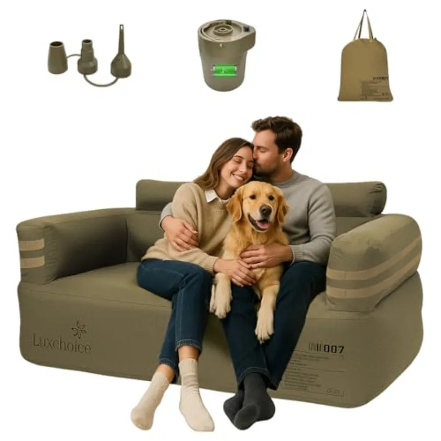 Portable Inflatable Couch for Camping with Built-in Pump Durable Inflatable Furniture Heavy Duty Blow Up Couch Stylish Outdoor