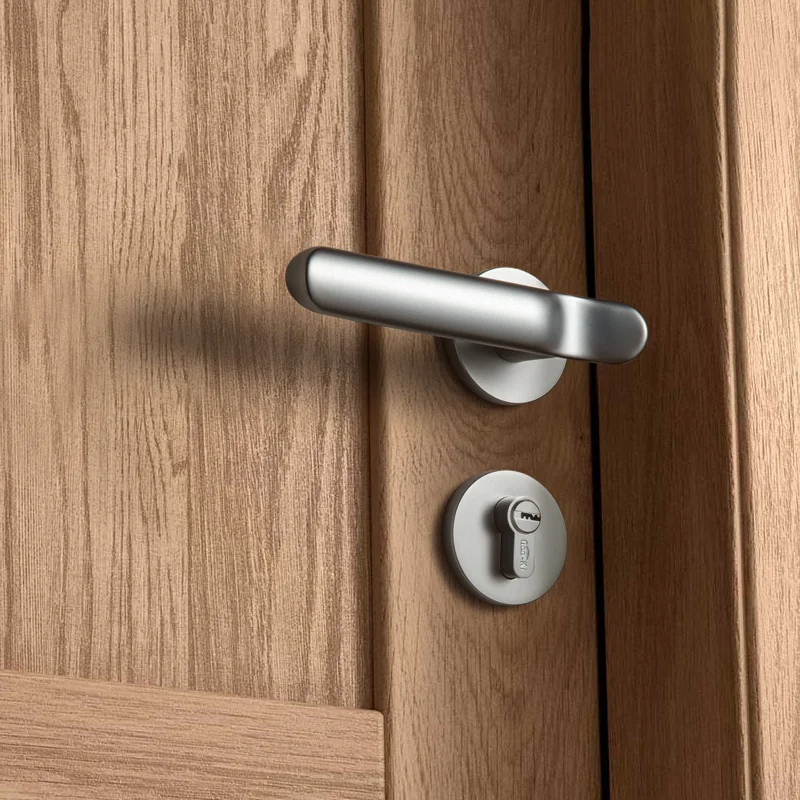 

Modern Door Lock Set Interior Door Handle Security Mute Lock with Key Cylinder Anti-theft Door Locks for Home Hotel