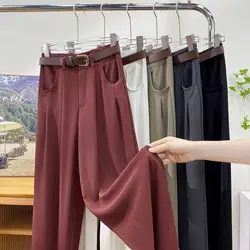 High Waisted Draped Suit Wide Leg Pants, Women's New Summer Style Casual Pants, Loose Spring And Autumn Straight Leg Pants