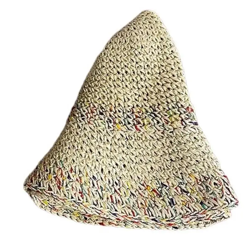 

39BB Straw Hat Bucket Hat Handmade for Dress-up Wear Party Straw Simple Casual Hat Sun Hat for Girls