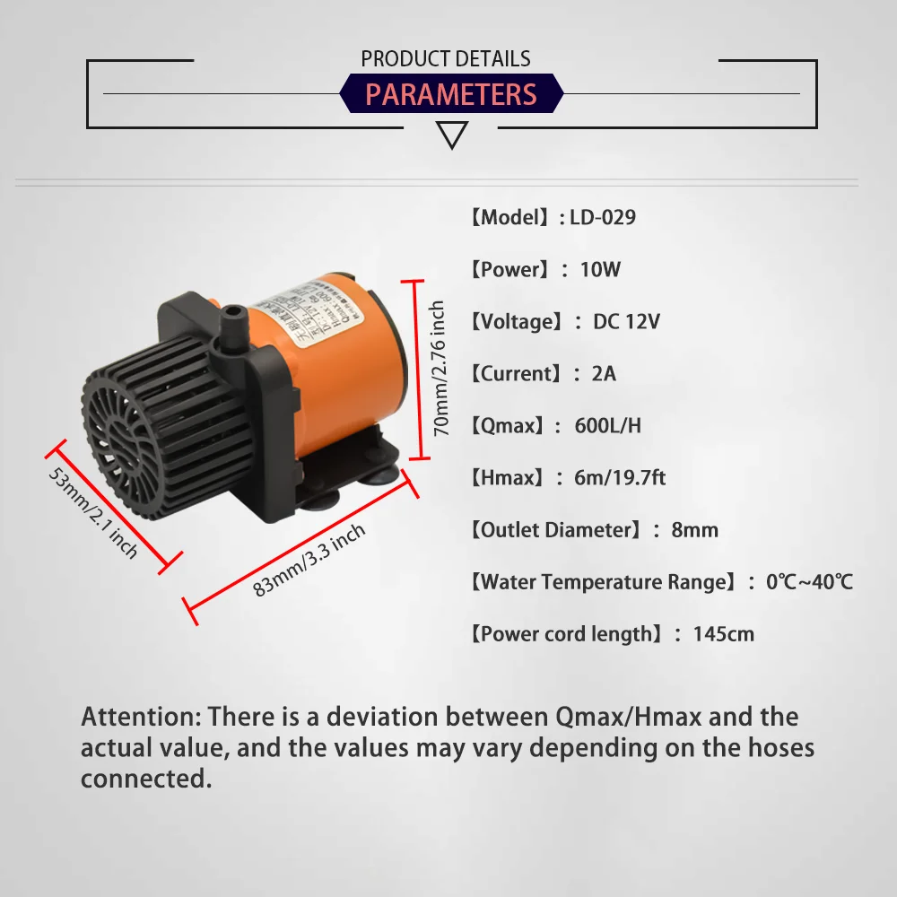 12V DC Brushless Small Submersible Pump Suitable for Aquarium Fish Tank Fountain Pool Garden