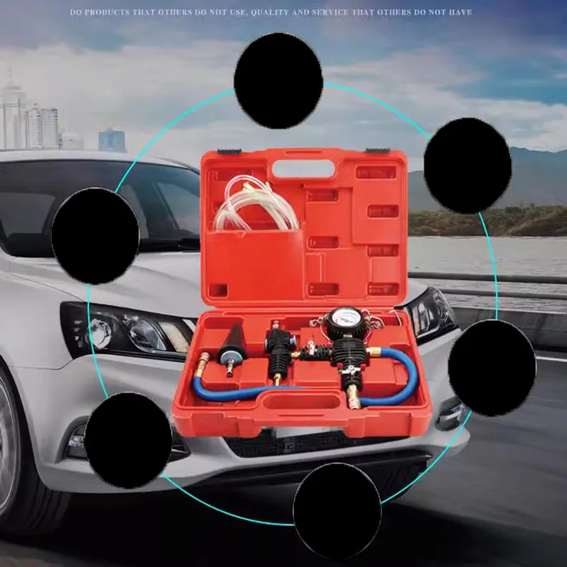 Auto Engine Cooling System Vacuum Purge Coolant Refill Tool, Universal Replace Tool Set with Hose for Car