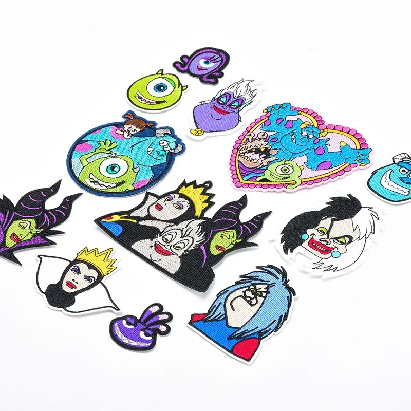 New Disney Cartoon Monster Company Embroidery Patch Badge American Film Anime Snow White Witch Cute Clothing Decoration Sticker