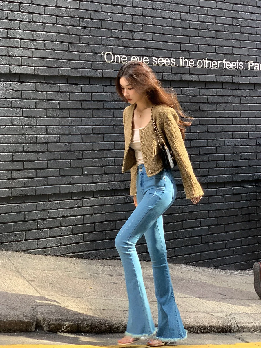 

Женское твидовое пальто Achi с круглым вырезом, длинными рукавами, на одной пуговице, высокого качества, осенне-зимнее, стандартного кроя