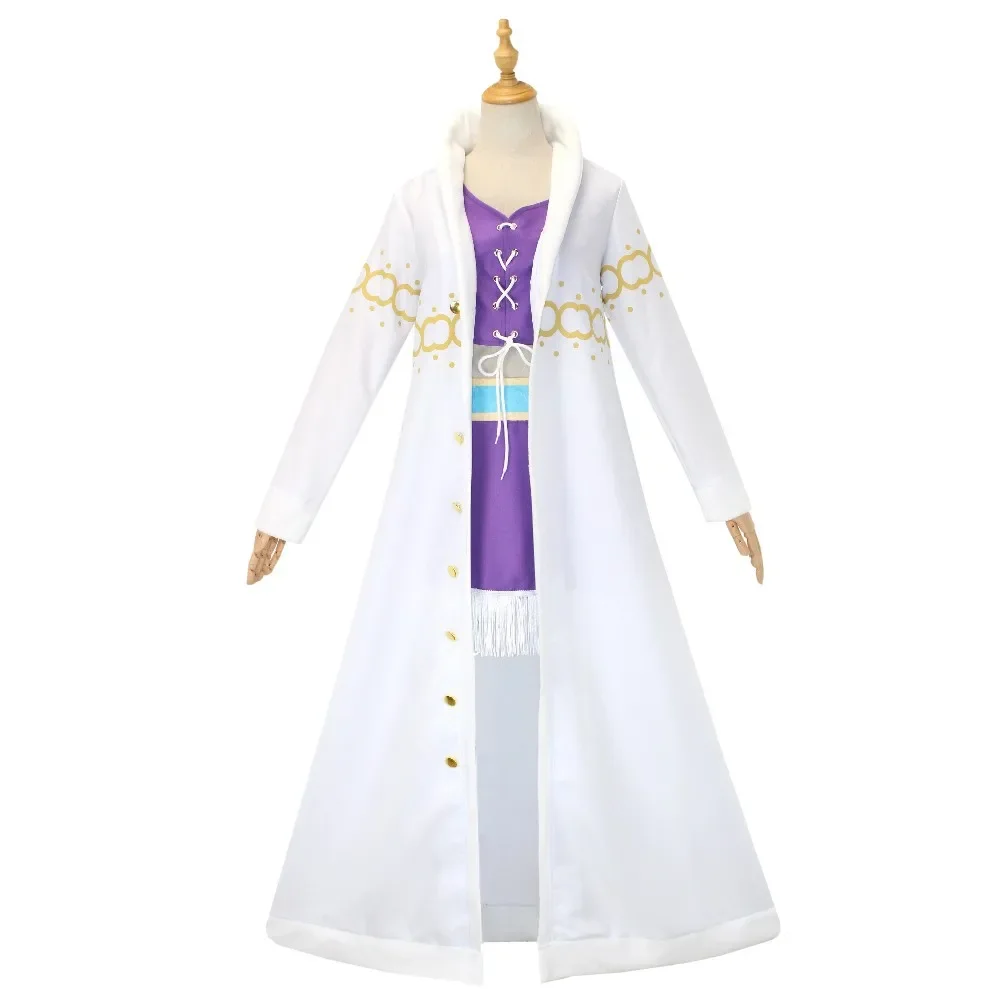 Anime Nico Robin Cosplay Costume Long Fur Collar Coat Dress Outfits Halloween Carnival Suit For Girls Kawaii Suit