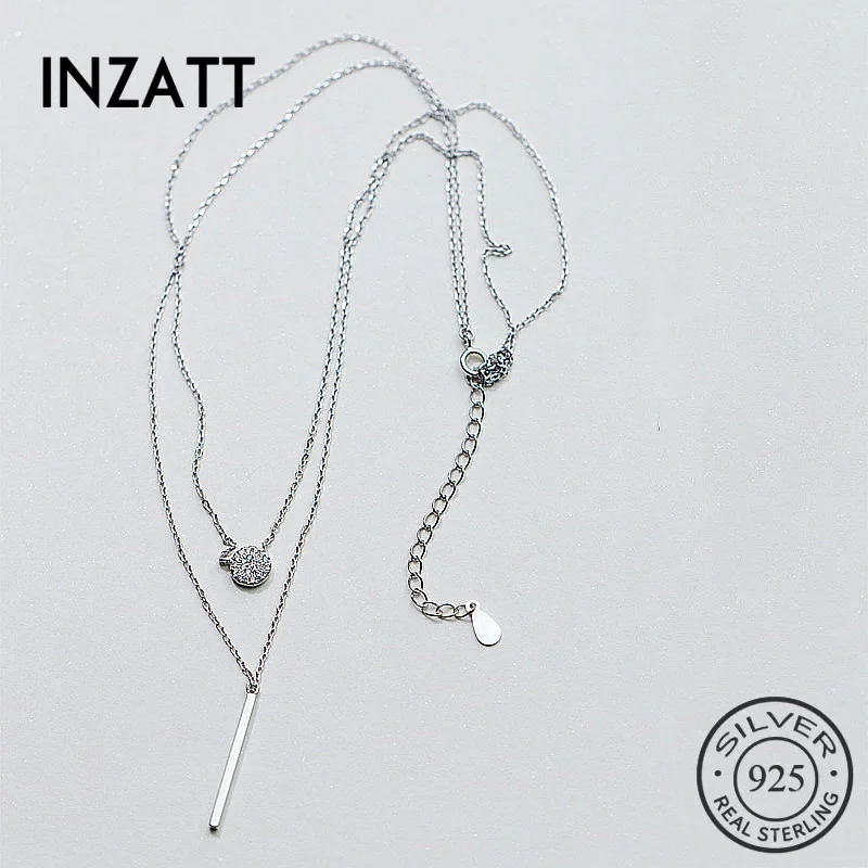 

Чокер INZATT из серебра 925 пробы женский, многослойное ожерелье с подвеской геометрической формы из циркония, с круглой палочкой
