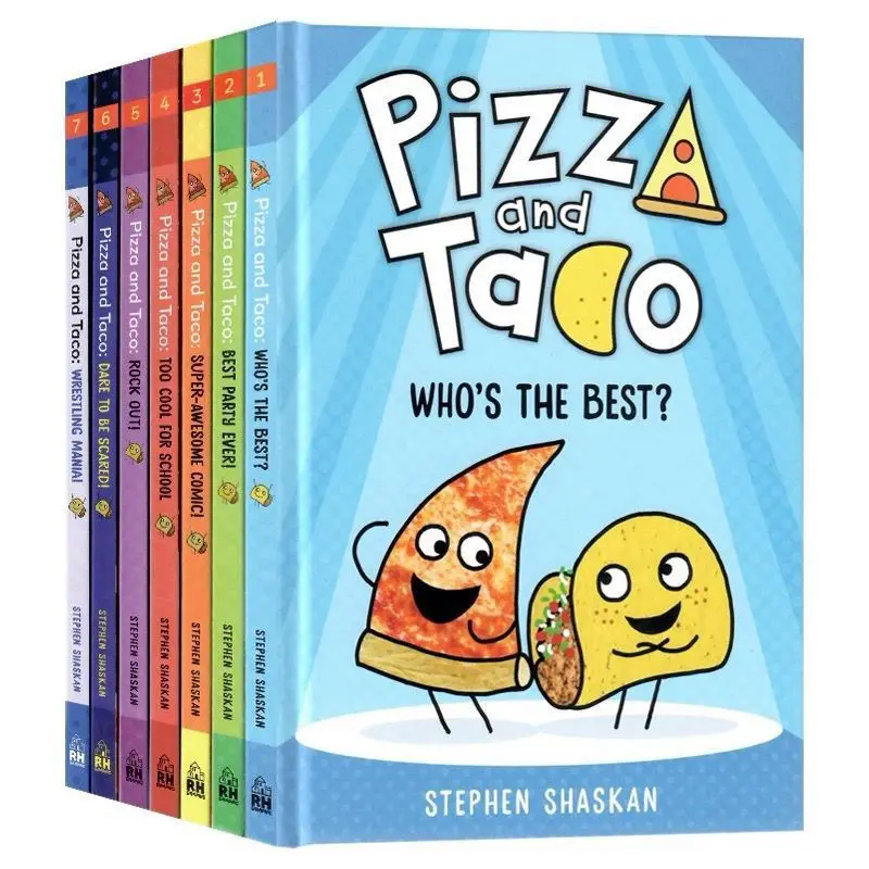 

Pizza and Taco Pizza and Nachos 8 volumes Full Color Comic Hardcover Children's English Picture Book Story