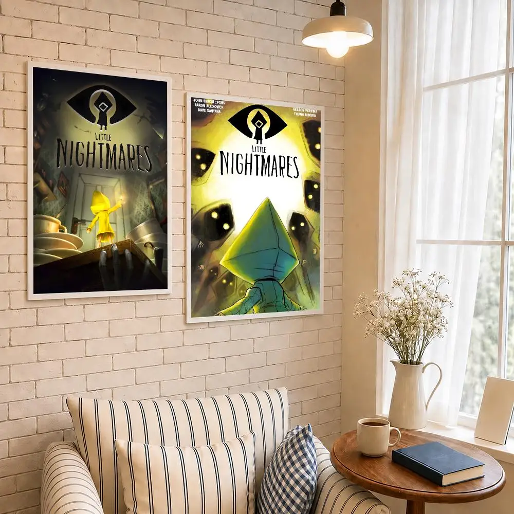 Game L-Little Nightmares Dark Horror Adventure Poster Self-Adhesive Wall Decor for Bedroom,Living Room,Dorm,Bar Aesthetic Gift