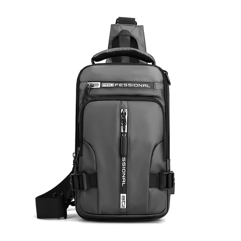 Nylon Men Rucksack Backpack Chest Pack Shoulder Bag with USB Charging Port Travel Male Daypack Messenger Cross body Bag Knapsack