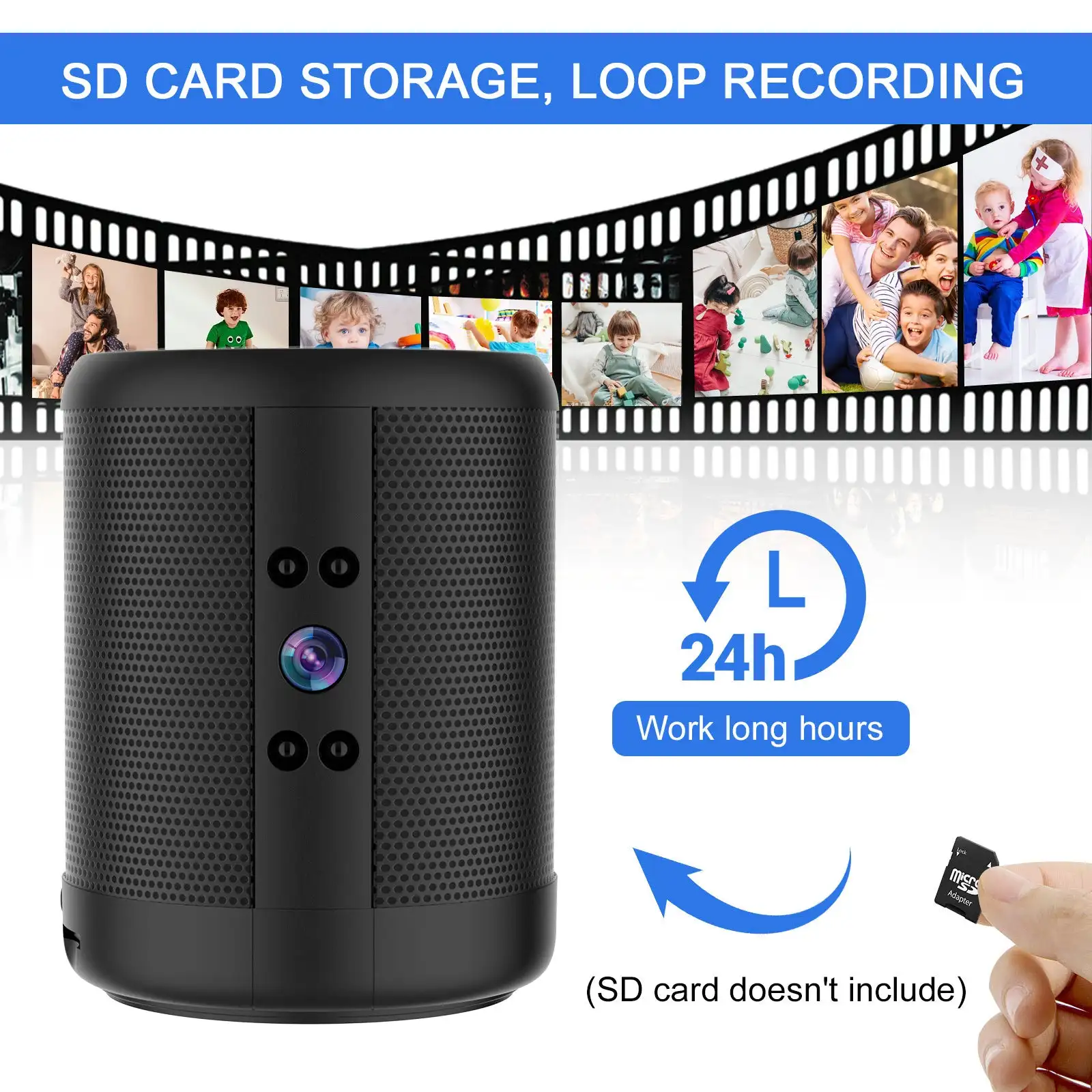 Smart Surveillance Camera Two-way Audio Conversation HD Plug-in-free Remote Intercom Night Vision Blue-tooth Speaker Mini Camera