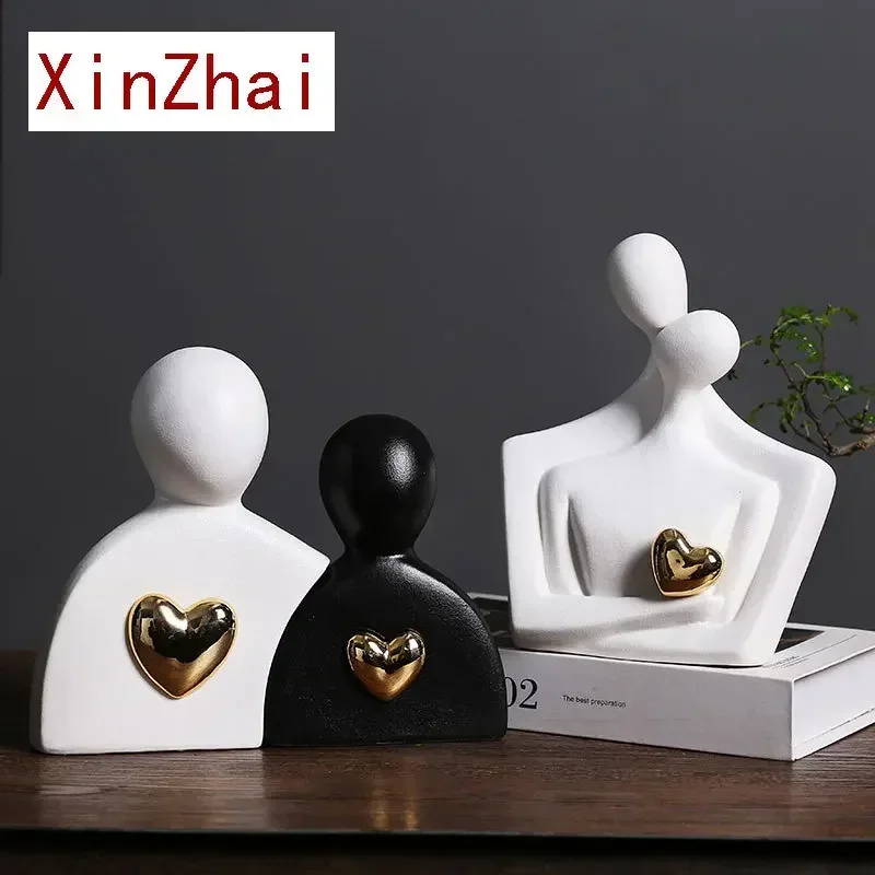 

Vilead Abstract Figure Couple Gifts Ceramic Sculpture Decor Statue Living Room Bedroom Office Nordic Modern Hugging Love Sign