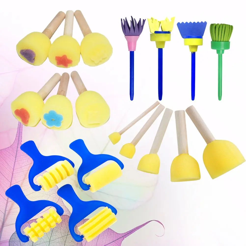 19PCS Painting Tool Set Craft Sponge Sponges Early Learning Educational Playthings Kids DIY Project Creativity Imagination