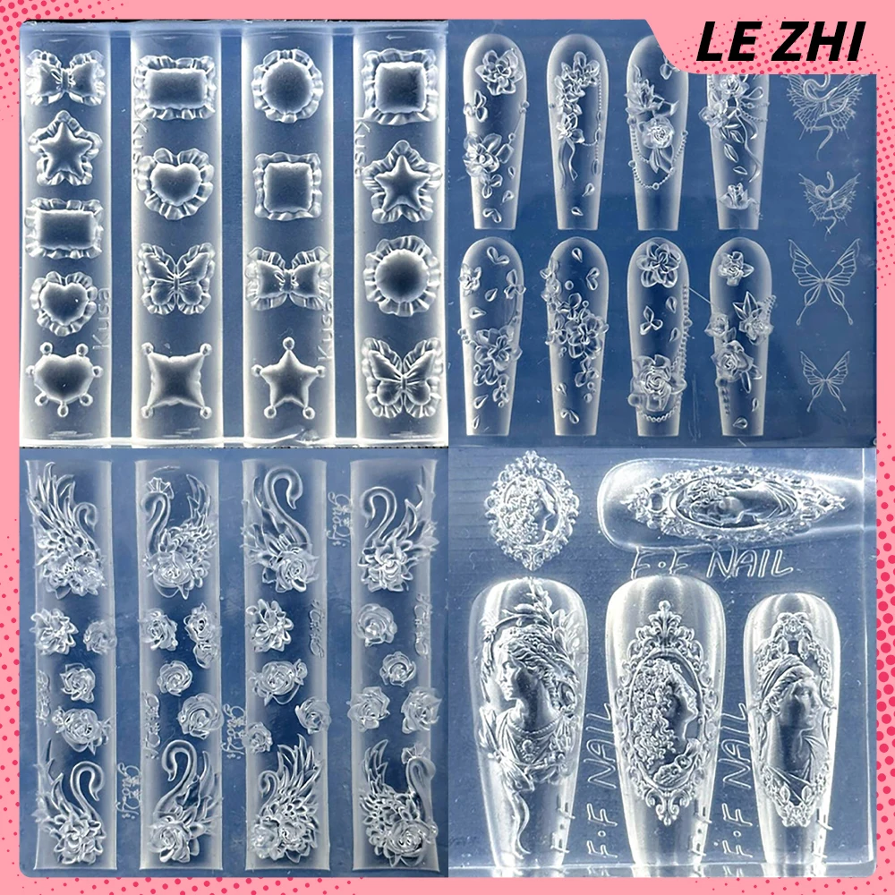 

1Pc Kawaii Anime Hello Kitty 3D Acrylic Nail Art Mold Decorations Flower Swan Dragon Starfish Jellyfish Nail Art Carving Mold