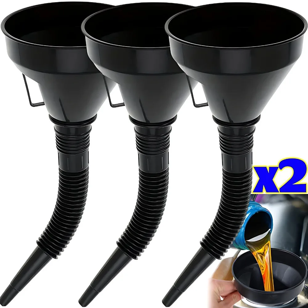 Auto Fuel Gasoline Funnel Liquid Filling Tool Removable Filter Screen Flexible Spout for Car Motorcycle Garage Emergency Repair