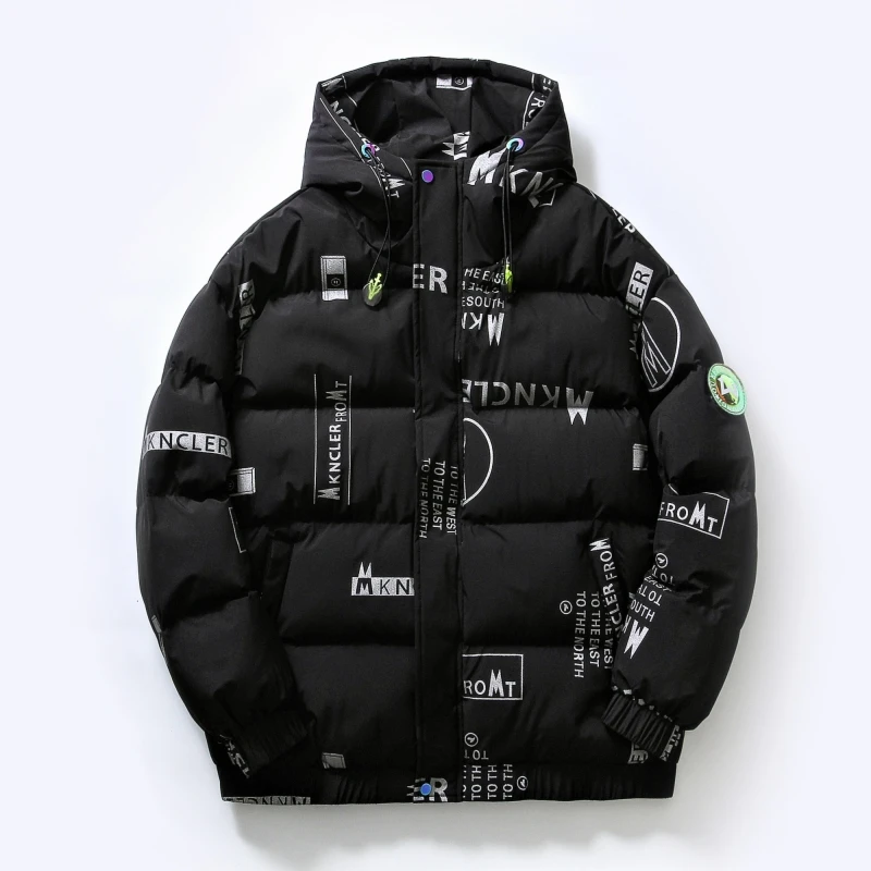 New Fashion Waterproof Print Coats Male Winter Jackets for Men Cotton-Padded Jacket Men's Fashion Loose Men's Clothing Jacket