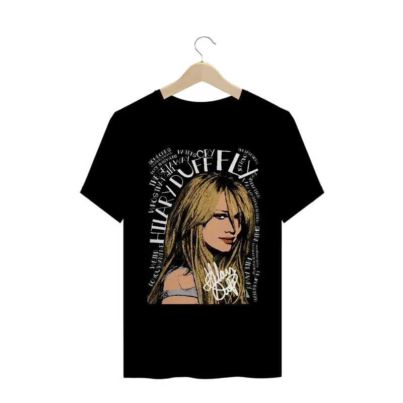 Vtg Hilary Duff Singer für Fans Baumwolle Schwarz Full Size T-Shirt