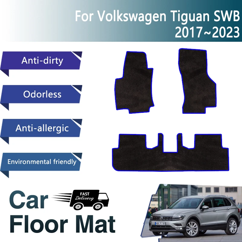 Car Floor Mats For Volkswagen VW Tiguan AD1 AX1 SWB 2017~2023 Dirt-resistant Floor Carpets Foot Covers Auto Interior Accessories