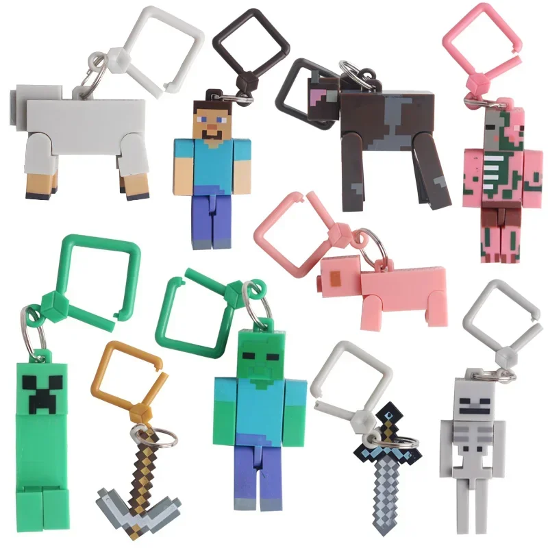 Hot Sale!!! Minecrafte 10pcs My World Series Keychain Game Fans Building Bricks Particle Blocks Set Figure Toys Bag Pendant Gift