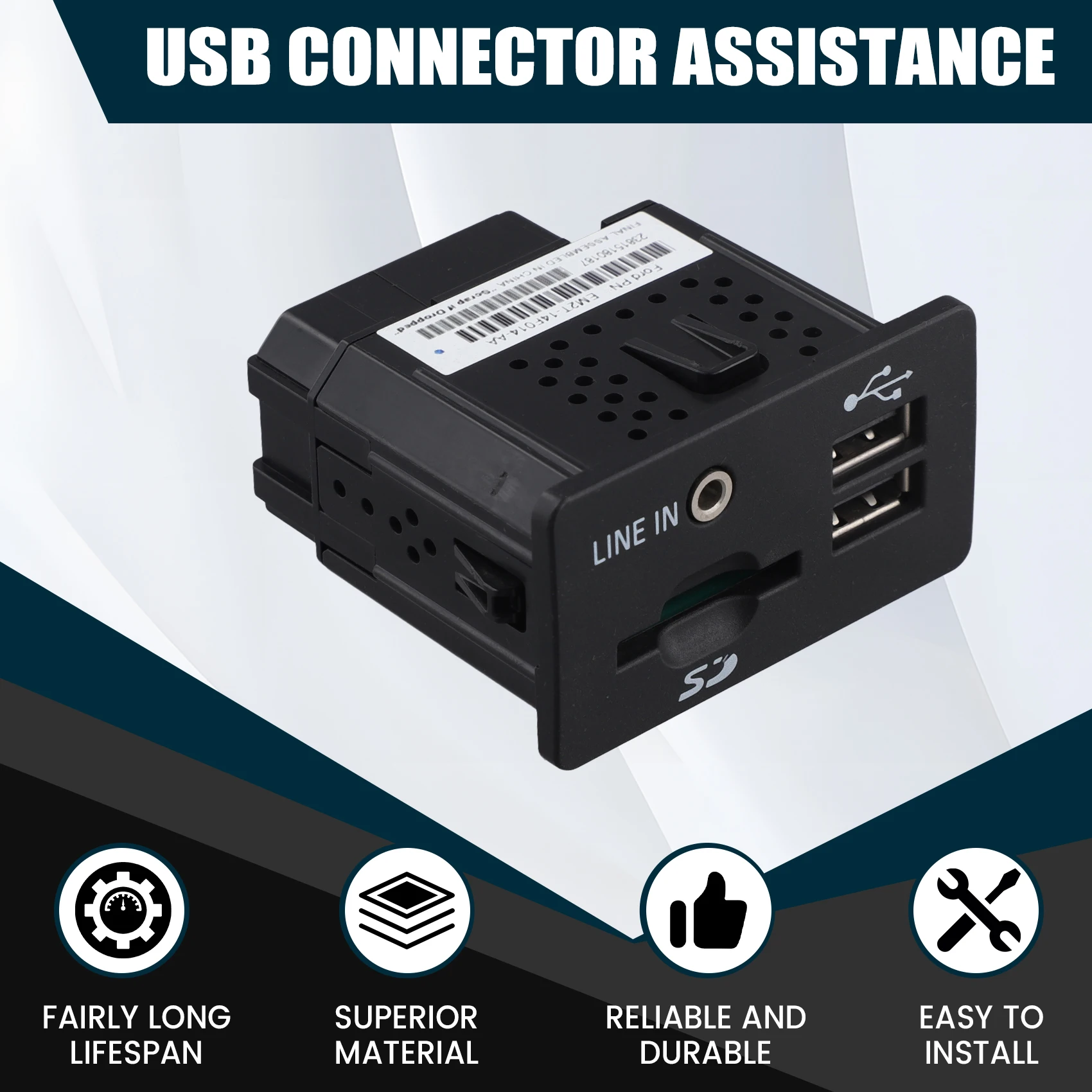 Car USB Connector Aux & SD Card Port for Ford S-MAX 2016 EM2T-14F014-AB