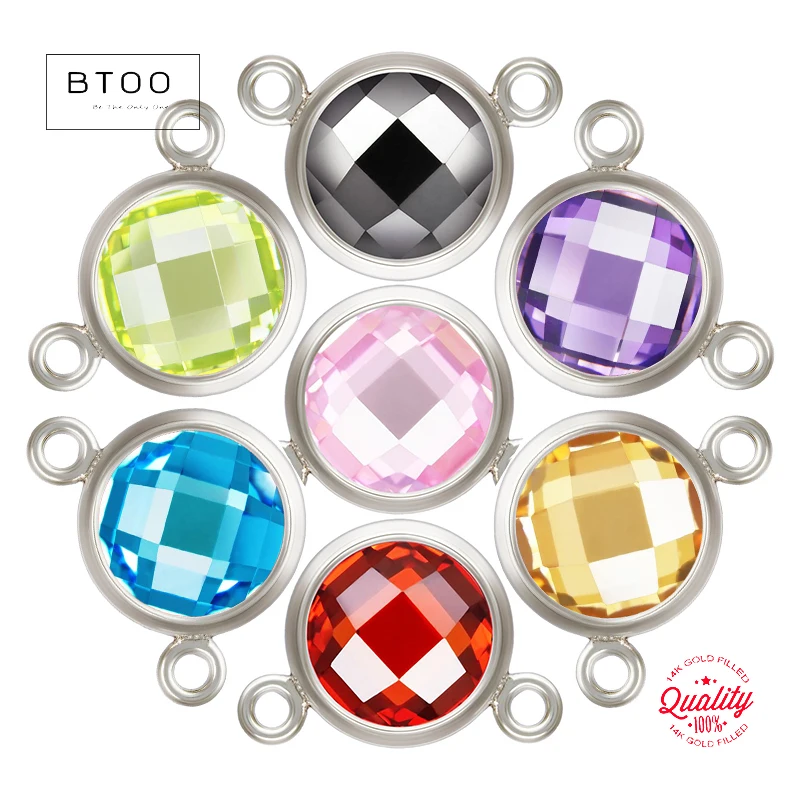 

6mm 925 Sterling Silver Bezel Checkerboard V Connector Double Sided 3A CZ with 2 Hole Charms for DIY Necklace V Components